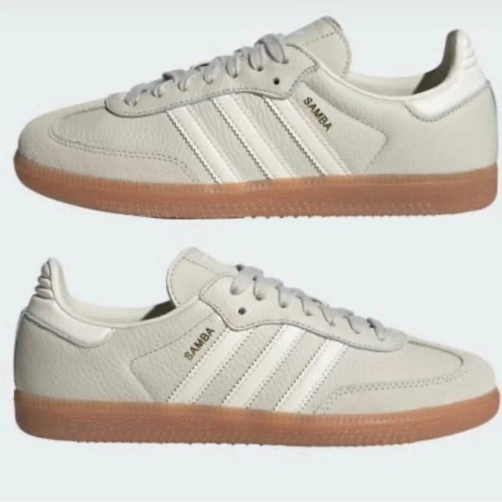 NEW Adidas Samba OG Aluminum Gum - Women's Size - Chalk White Beige Shoes